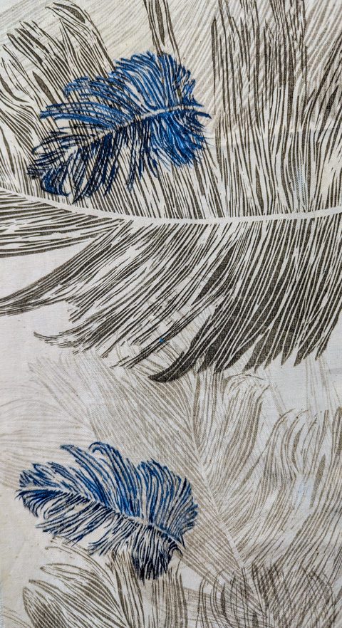 Detail of layered blue feather